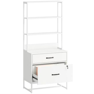 HOMCOM Mueble archivador 70x40x157 cm blanco