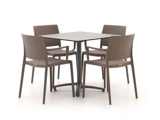 Forza Furniture Forza Sile/Canzo 80cm dining tuinset 5-delig stapelbaar inklapbaar