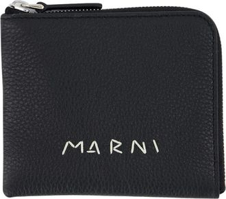 Marni Luxe Zwarte Leren Ritsportemonnee - Heren - Portefeuilles - Zwart - ONE Size - Leer - Accessoires