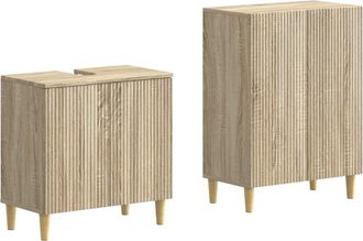 vidaXL Juego De Gabinete De Ba&ntilde;o De 2 Piezas Arnhem Roble Sonoma Vidaxl
