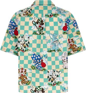Kenzo Cartoon-Print Hawaiian Cotton Shirt - Teal