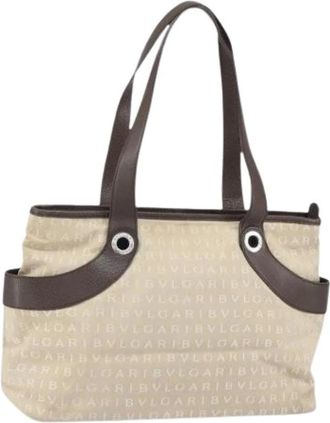 Bulgari Pre-owned Handbags, female, Beige, Size: ONE SIZE Pre-owned Canvas Handbag