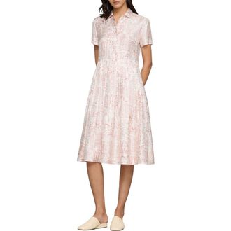 Lafayette 148 New York Landmarks Print Silk Twill Shirtdress in Dahlia Multi at Nordstrom, Size X-Large