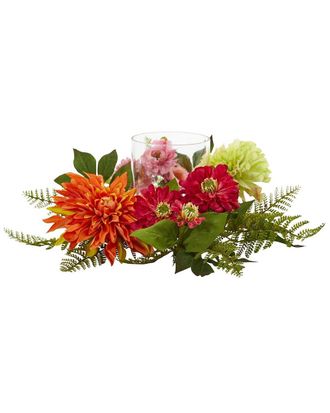 Nearly Natural Mixed Floral & Dahlia Candelabrum