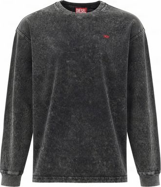 Diesel Faded Black Relaxed Fit Long-Sleeve Cotton T-Shirt