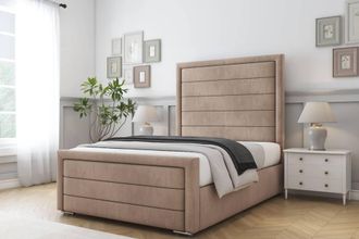 Comfort Beds Anna Naples Bed Frame - 50 Upholstered Headboard in Light Brown | Size: Single