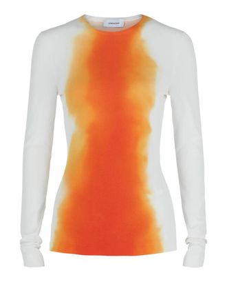 Ferragamo Womens Ombre Knit Long Sleeve Top In White