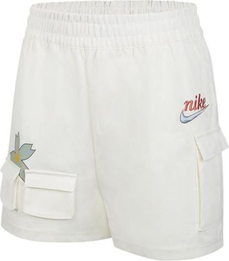 Nike (WMNS) Nike Sportswear Solid Color Logo Flowers Big Pocket Woven Casual Shorts White DV3205-133