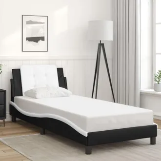 vidaXL Cama Con Cabecero Cuero Sint&eacute;tico Negro Y Blanco 80x200 Cm Vidaxl
