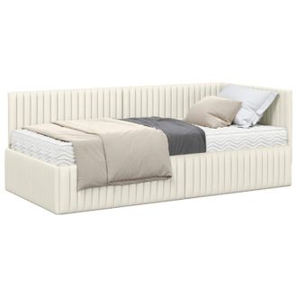 vidaXL Estructura De Cama Esquina Con Colch&oacute;n 2 Uds. Crema 90 X 190 Cm Vidaxl