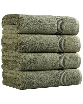 Superior Set Of 4 Heritage Egyptian Cotton Highly Absorbent Solid Ultra Soft Bath Towels