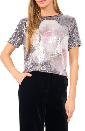 Ted Baker Floral Sequin Top in Ivory/Rich Black at Nordstrom Rack, Size X-Small