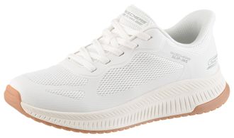 Skechers Slip-On Sneaker SKECHERS BOBS SQUAD 4, Damen, Gr. 35, weiss (wei&szlig;), Mesh, Synthetik, Schuhe Slip-On Sneaker, Slipper, Freizeitschuh, Halbschuh mit Mem