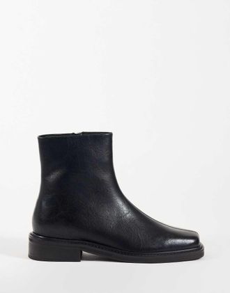 Asos stivali con zip e dettaglio cuciture neri-Nero