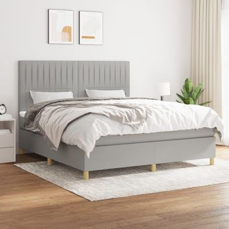 vidaXL Vidaxl - Cama Box Spring Con Colch&oacute;n Tela Gris Claro 160x200 Cm