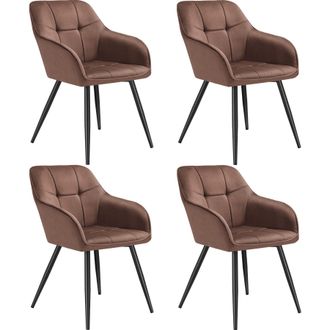 TecTake Dining Chair Marilyn Set Of 4 - Brown/Black in Brown | Size: 4 Pack