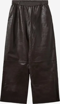 The Garment Womens Lambskin Trousers With Elasticated Waistband Dark Brown Leather
