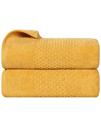 Superior Set Of 2 Playa Zero Twist Cotton Medium Weight Solid Waffle Textured Bath Towels