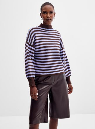 Contemporaine Womens Funnel collar striped sweater Exclusive collection from Italy