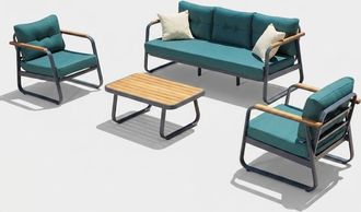 Emob Juego De Sal&oacute;n De Jard&iacute;n De Aluminio Con Mesa Auxiliar Rio 186 - Azul Marino