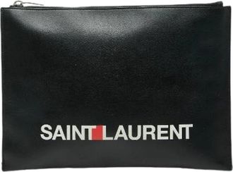 Saint Laurent Pre-owned Clutches, female, Black, Size: ONE SIZE Pre-owned Leather Clutch