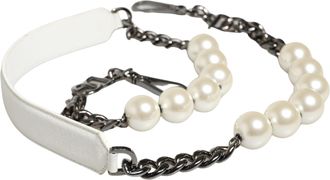 Dolce & Gabbana White Leather Silver Chain Bag Accessory Shoulder Womens Strap