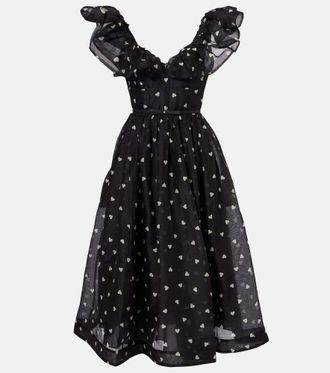 Zimmermann Crush polka-dot ruffled linen and silk midi dress