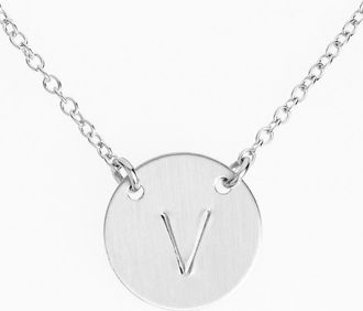 Nashelle Sterling Silver Initial Disc Necklace in Sterling Silver V at Nordstrom