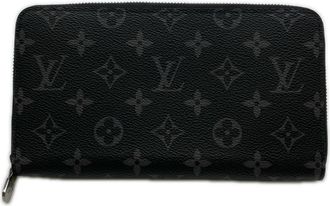Louis Vuitton Black Gray Coated Canvas Leather Long Wallet (Bi-Fold) (Pre-Owned)