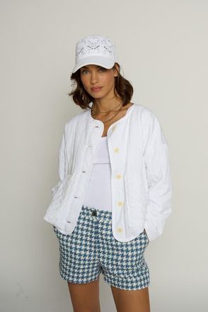 Central Park West Quilted Tencel Jacket in White at Nordstrom, Size Large