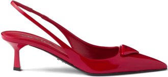 Prada 55 mm slingback pumps met triangel-logo - Rood