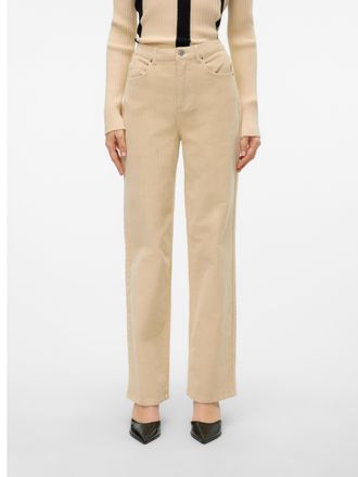 Vero Moda Cordhose VERO MODA VMTESSA HR WIDE CORDUROY PANTS GA NOOS, Damen, Gr. 26, L&auml;nge 32, oatmeal, Cord, Obermaterial: 98% Baumwolle, 2% Elasthan, unifarben