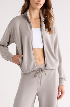 Zella Ultra Soft Zip Jacket in Grey Earl at Nordstrom, Size Xx-Large