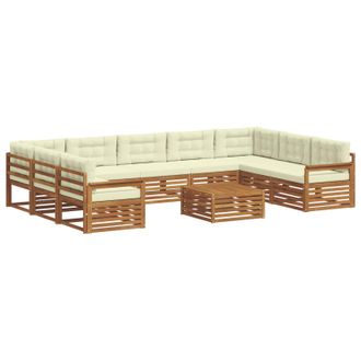 vidaXL Conjunto De Sof&aacute;s De Exterior 10 Uds. Natural Y Crema Vidaxl