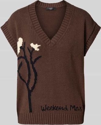 Max Mara Strickpullover mit Kappärmeln Modell CRUSCA in Dunkelbraun, Größe XL