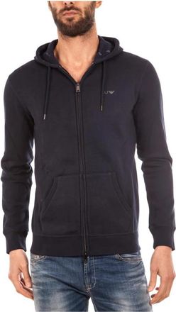 Armani Jeans Capuchontrui - Heren - Vesten met rits - Blauw - 2XL - Katoen - Hoodies & sweatvesten