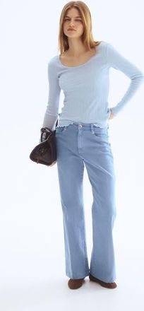 H&M Bootcut Twill Trousers in Light Blue at Nordstrom, Size 16