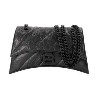 Balenciaga Tassen, Dames, Zwart, ONE Size, Leer, Gewatteerde Crush Chain Hobo Tas