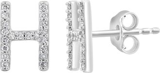Effy Sterling Silver Diamond H Initial Stud Earrings at Nordstrom Rack