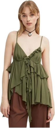 Aniye By Tops, Dames, Groen, XS, Mouwloze blouse met ruches