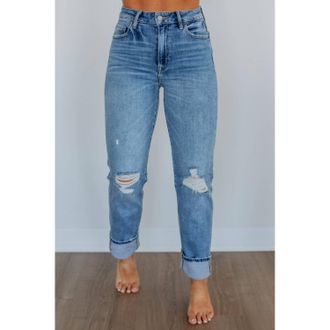 Hidden Jeans Tracey Straight Leg Jeans In Med Dark Wash