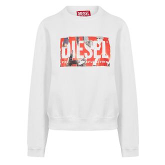 Diesel Dames-sweatshirt met bloklogo (Helder wit)