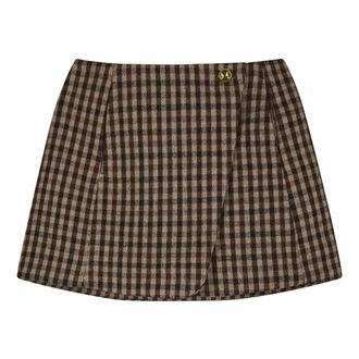 Ganni Short Skirts, female, Multicolor, Size: S Check Wool Mini Skirt
