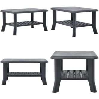 vidaXL Tavolino da Salotto Antracite 90x60x46 cm in Plastica - Tavolino allaperto - Tavolino in plastica