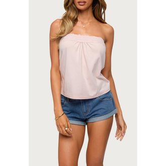 Edikted Kittey Lace Trim Strapless Top in Light-Pink at Nordstrom, Size X-Small