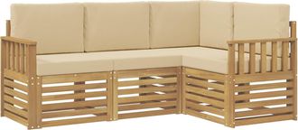 vidaXL Conjunto De Sof&aacute;s De Exterior 4 Uds. Y Beige Poli&eacute;ster Vidaxl