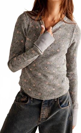 Free People Pretty Little Thermal Top In Sage Combo