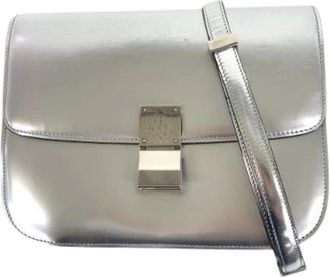 Celine Pre-owned Cross Body Bags, female, Gray, Size: ONE SIZE Pre-owned Leather Shoulder Bag Pochette