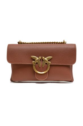 Pinko Bruin Leren Love Boucle Riga Schoudertas