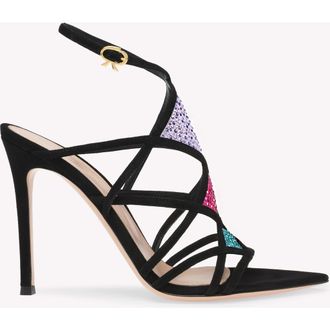 Gianvito Rossi Confetti Sandal in Purple Suede And Fabric at Nordstrom, Size 40.5